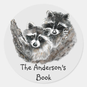Raccoon Family Book Plate to Customize