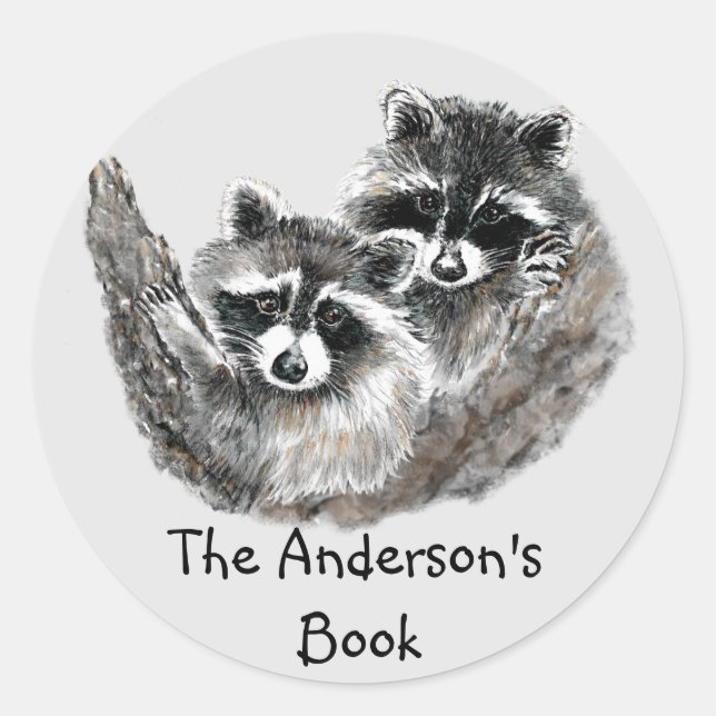 Raccoon Family  Book Plate to Customize (Front)