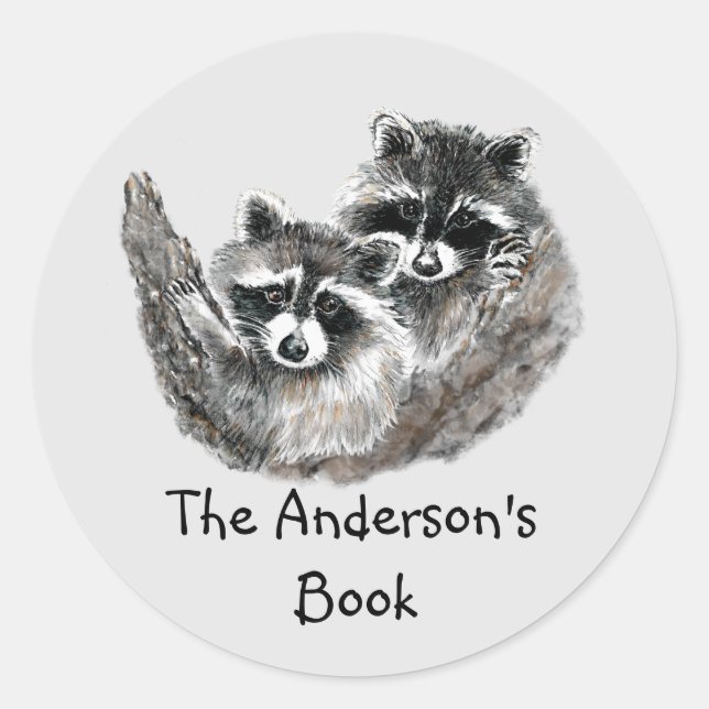 Raccoon Family  Book Plate to Customize (Front)