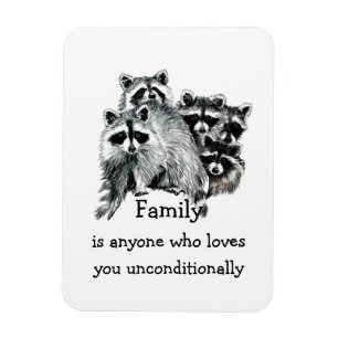 Raccoon Family Friends Love Quote Animal Art Magnet