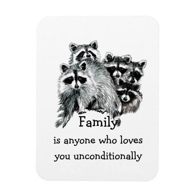 Raccoon Family Friends Love Quote Animal  Art Magnet (Vertical)