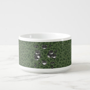 Raccoon Family in a Bush Bowl