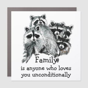 Raccoon Family Love Quote Animal Art Car Magnet
