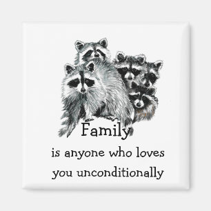 Raccoon Family Love Quote Animal Art Magnet