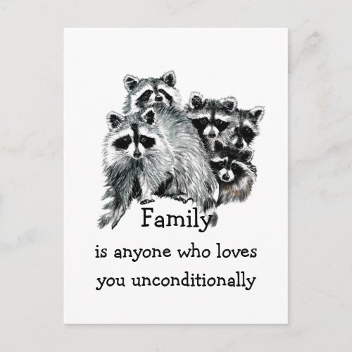 Raccoon Family Love Quote Animal  Art Postcard