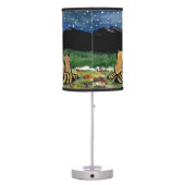 Raccoon Family Watching the Moon, Cute Lamp! Table Lamp (Back)
