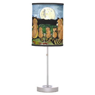 Raccoon Family Watching the Moon, Cute Lamp! Table Lamp