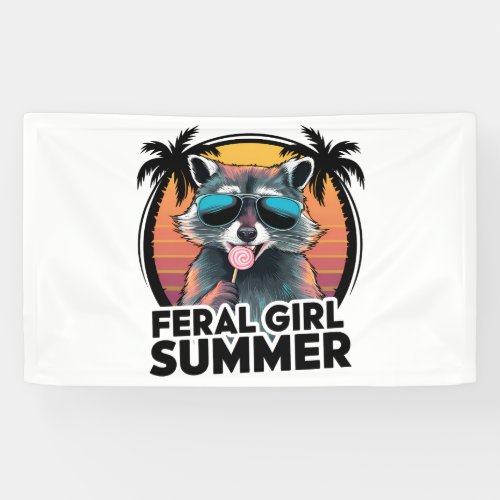 Raccoon Feral Girl Summer Vintage Opossum Lover  Banner