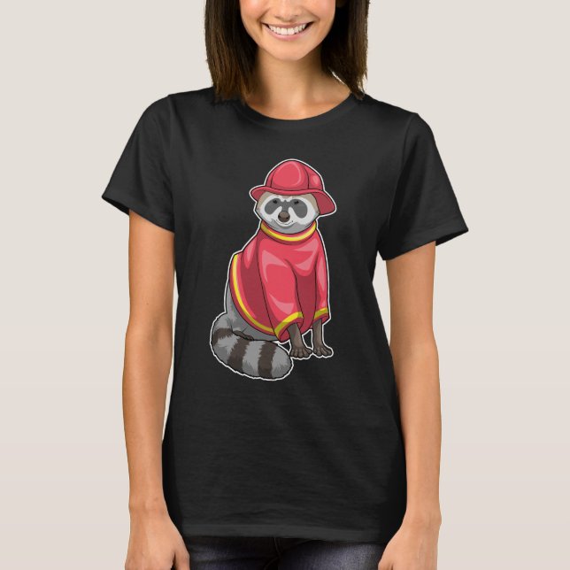 Raccoon Firefighter Fire department T-Shirt (Front)