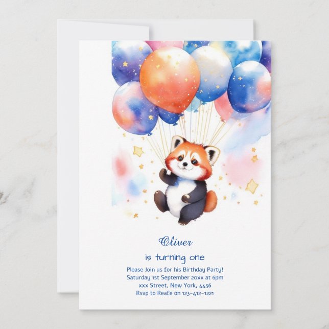 Raccoon First Birthday Invitation (Front)