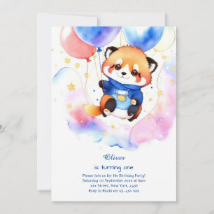 Raccoon First Birthday Invitation