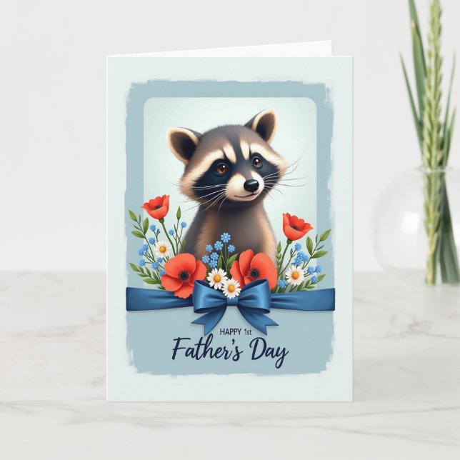 Raccoon First Fathers Day Card (Front)