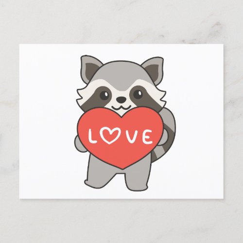 Raccoon For Valentines Day Cute Animals Heart Hol Holiday Postcard