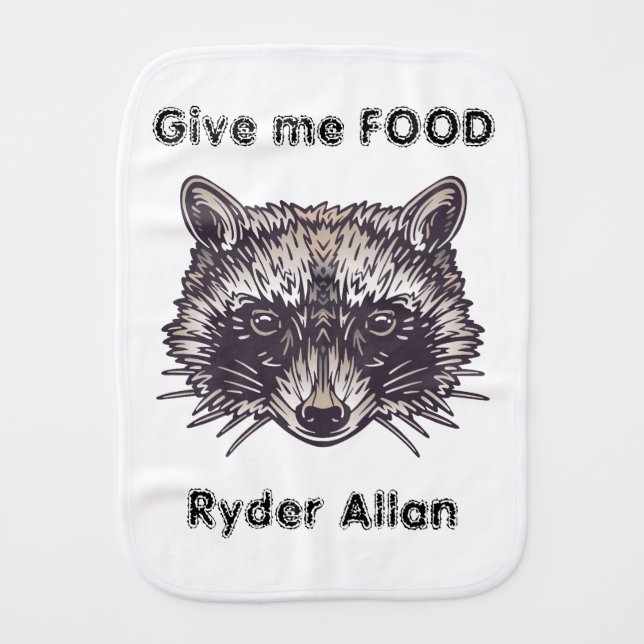Raccoon Forest Animal Funny Name | Baby Burp Cloth (Front)