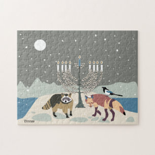 Raccoon.Fox.Magpie 2Hanukkah 11x14 Puzzle
