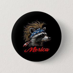 Raccoon - Funny 4th of July American Flag Mothers Button