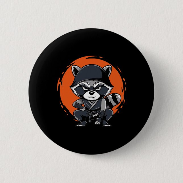 Raccoon Funny Karate Design Costume Animals  Button (Front)