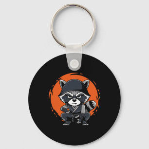 Raccoon Funny Karate Design Costume Animals Keychain