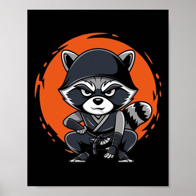 Raccoon Funny Karate Design Costume Animals  Poster (Front)