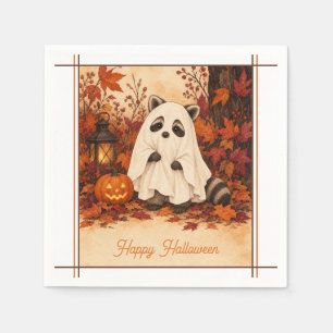 Raccoon Ghost Costume Halloween Party Napkins