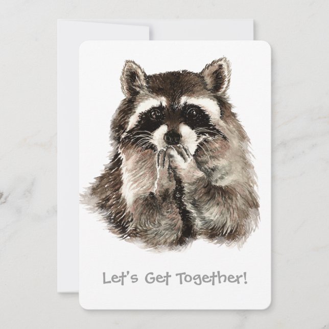 Raccoon giving Kisses Farewell Custom Party Invite (Front)