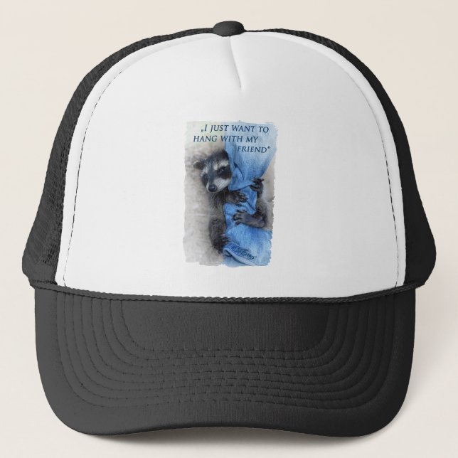 Raccoon - Hanging out Trucker Hat (Front)