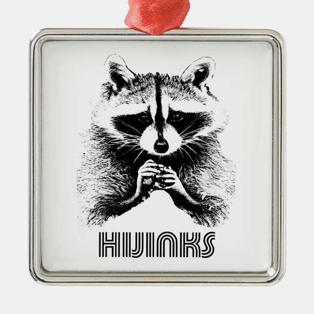 Raccoon Hijinks Metal Ornament (Front)