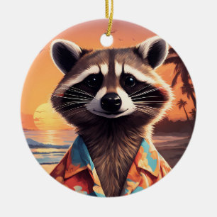 Raccoon Holiday Ceramic Ornament