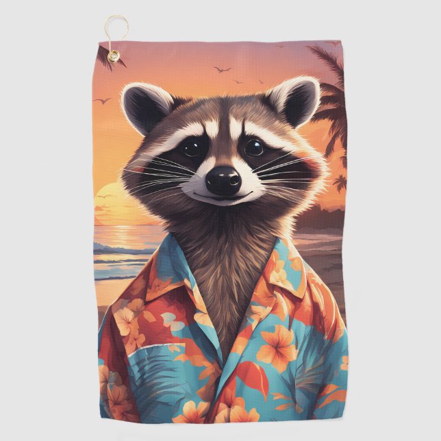 Raccoon Holiday Golf Towel (Front)