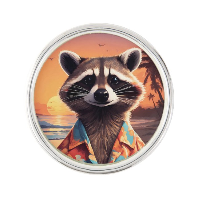 Raccoon Holiday Lapel Pin (Front)