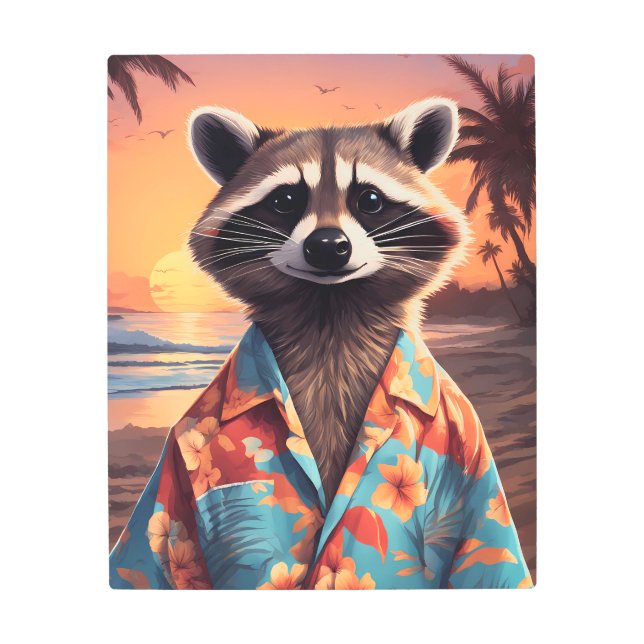 Raccoon Holiday Metal Print (Front)