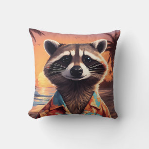 Raccoon Holiday Throw Pillow
