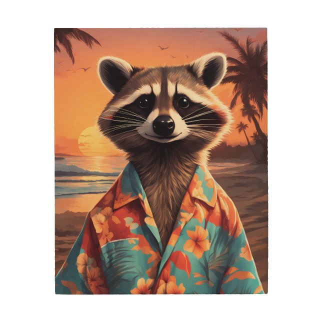 Raccoon Holiday Wood Wall Art (Front)