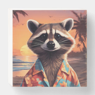 Raccoon Holiday Wooden Box Sign