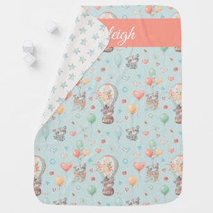 Raccoon Hot Air Balloon Baby Blanket