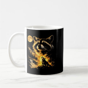 Raccoon Howling To The Moon Vintage 90s Raccoon Coffee Mug