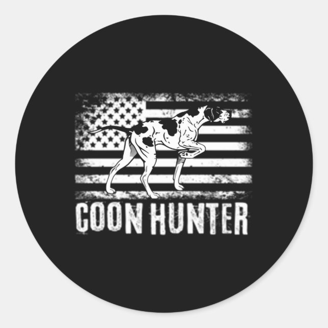 Raccoon Hunting Coon Hunting Coonhound Hunter Classic Round Sticker (Front)