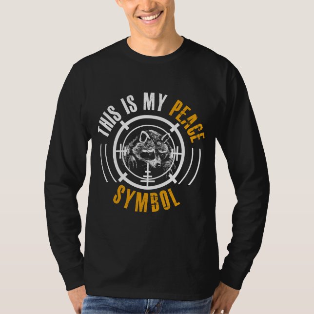 Raccoon Hunting Season Symbol Coon Hunter T-Shirt (Front)