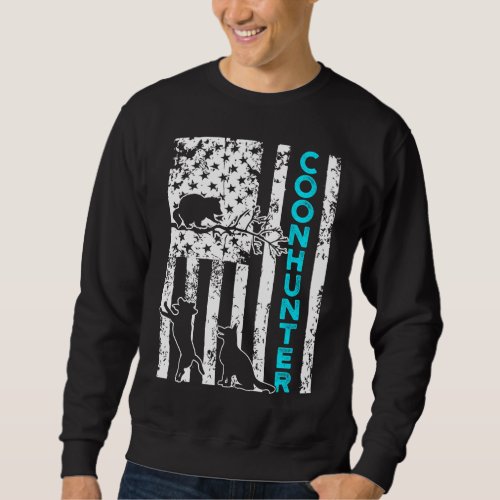 Raccoon Hunting Season USA Flag Coon Hunter Sweatshirt