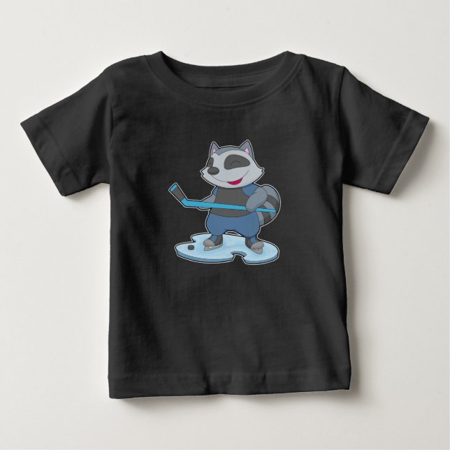 Raccoon Ice hockey Ice hockey stick Baby T-Shirt (Front)