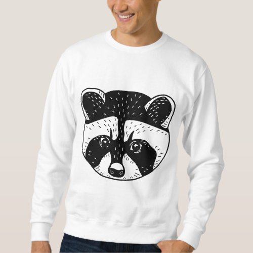 Raccoon Illustration Cute Raccoon Head Sweatshirt
