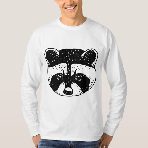 Raccoon Illustration Cute Raccoon Head T_Shirt