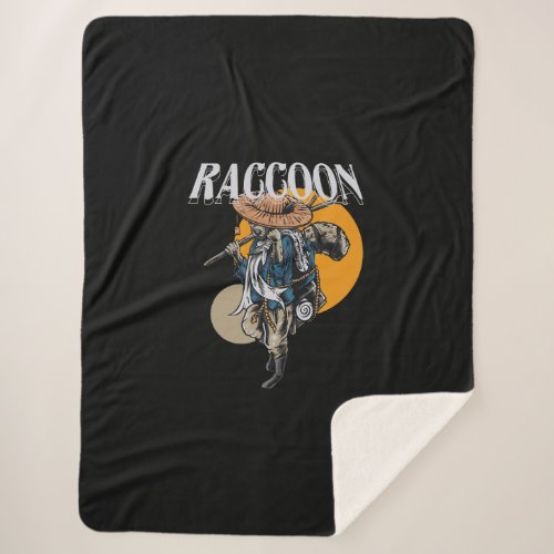 raccoon_illustration_streetwear sherpa blanket