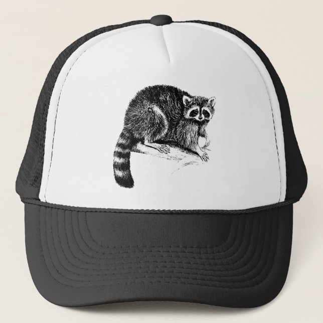 Raccoon Illustration Trucker Hat (Front)