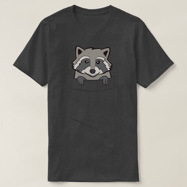Raccoon In a Pocket Cute Pocket Raccoon  T-Shirt (Design Front)