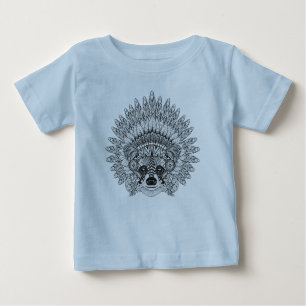 Raccoon In Feathered War Bonnet Doodle Baby T-Shirt