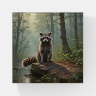 Raccoon in Magical Forest Paperweight