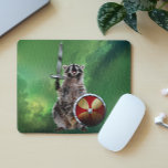 Raccoon In Space Viking Shield Sword Cute Funny Mouse Pad<br><div class="desc">This design was created through digital art. It may be personalized by clicking the customize button and changing the color, adding a name, initials or your favorite words. Contact me at colorflowcreations@gmail.com if you with to have this design on another product. Purchase my original abstract acrylic painting for sale at...</div>