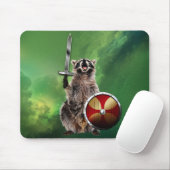 Raccoon In Space Viking Shield Sword Cute Funny Mouse Pad (With Mouse)