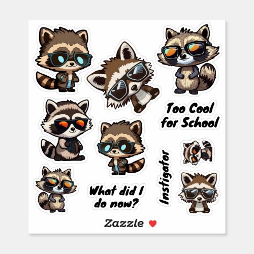 Raccoon in Sunglasses Troublemaker Stickers Cool Sticker